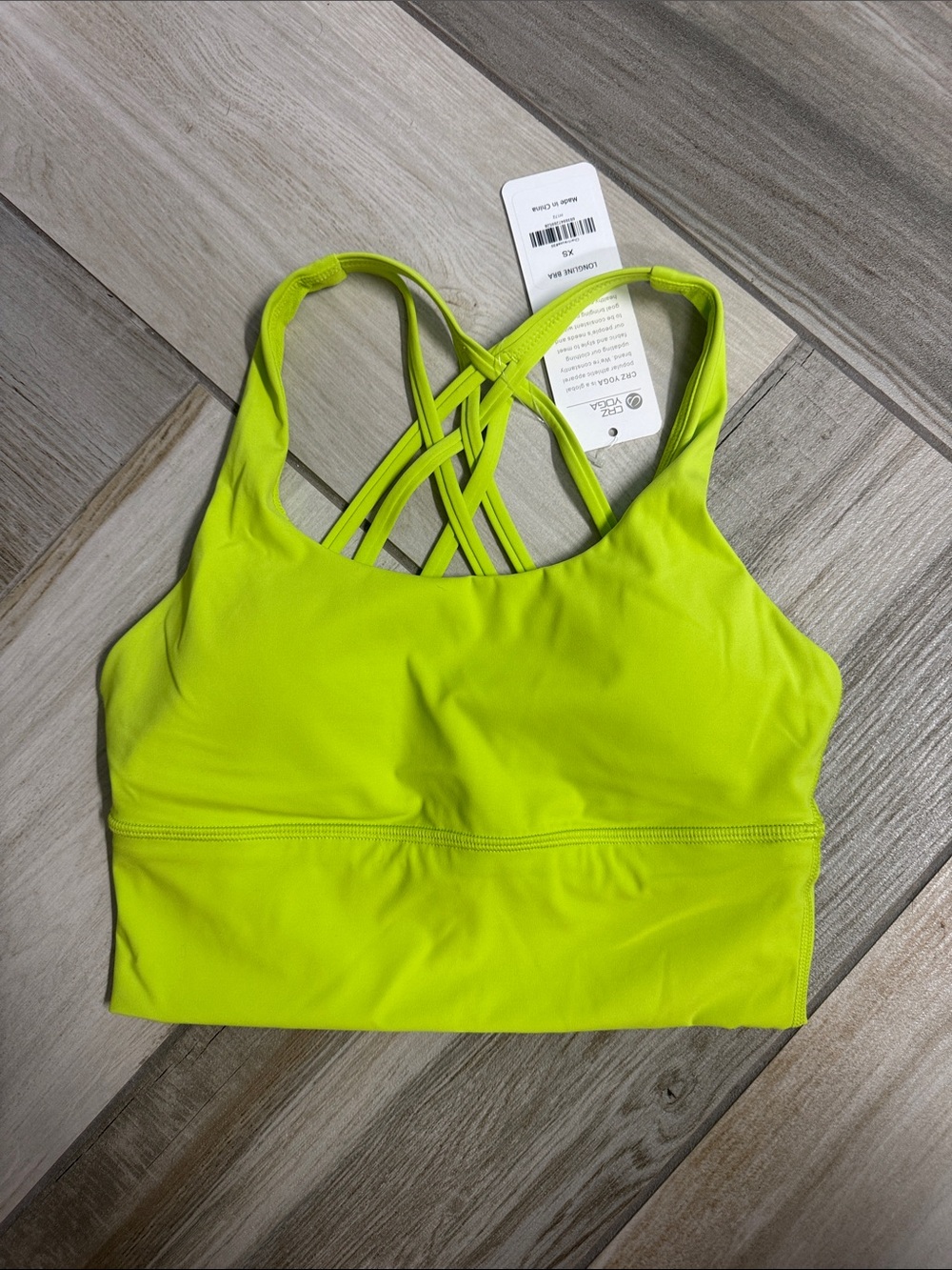 CRZ Yoga Cropped Sports Bra - Neon Yellow/Green Size XS